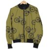 Bicycle Print Pattern Women Casual Bomber Jacket