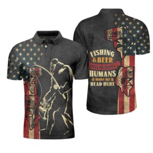 Bigfoot Fishing And Beer American Angler Polo Shirt #V
