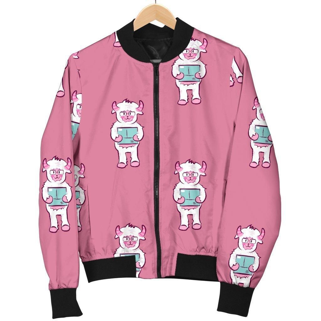 Bigfoot Pattern Print Women Casual Bomber Jacket Bigfoot Pattern Print Women Casual Bomber Jacket
