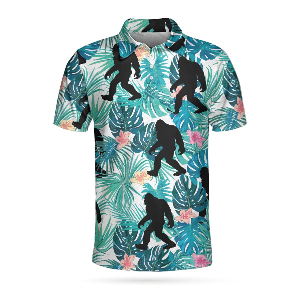 Bigfoot Tropical 3D All Over Printed Short Sleeve Polo Shirt Bigfoot Tropical 3D All Over Printed Short Sleeve Polo Shirt