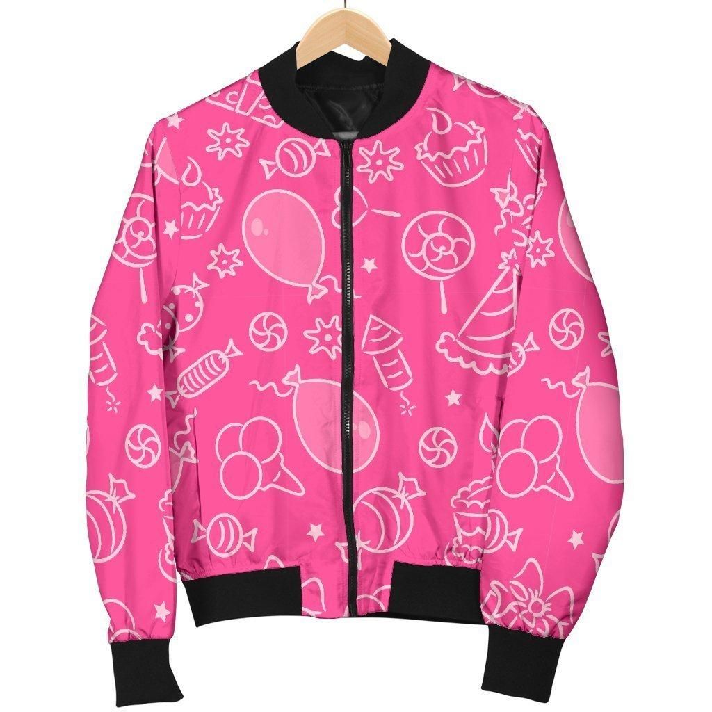 Birthday Print Pattern Women Casual Bomber Jacket Birthday Print Pattern Women Casual Bomber Jacket