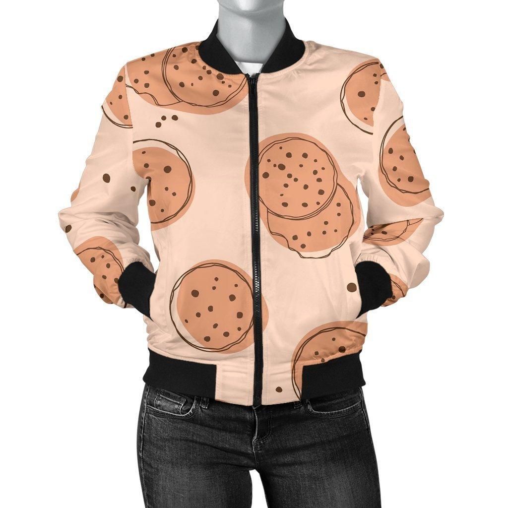 Biscuit-Cookie-Print-Pattern-Women-Casual-Bomber-Jacket-1