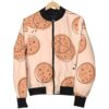Biscuit Cookie Print Pattern Women Casual Bomber Jacket