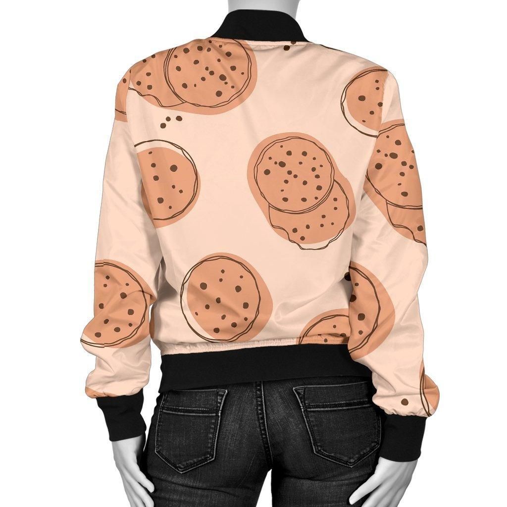 Biscuit-Cookie-Print-Pattern-Women-Casual-Bomber-Jacket-2