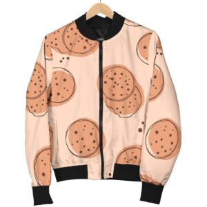 Biscuit Cookie Print Pattern Women Casual Bomber Jacket