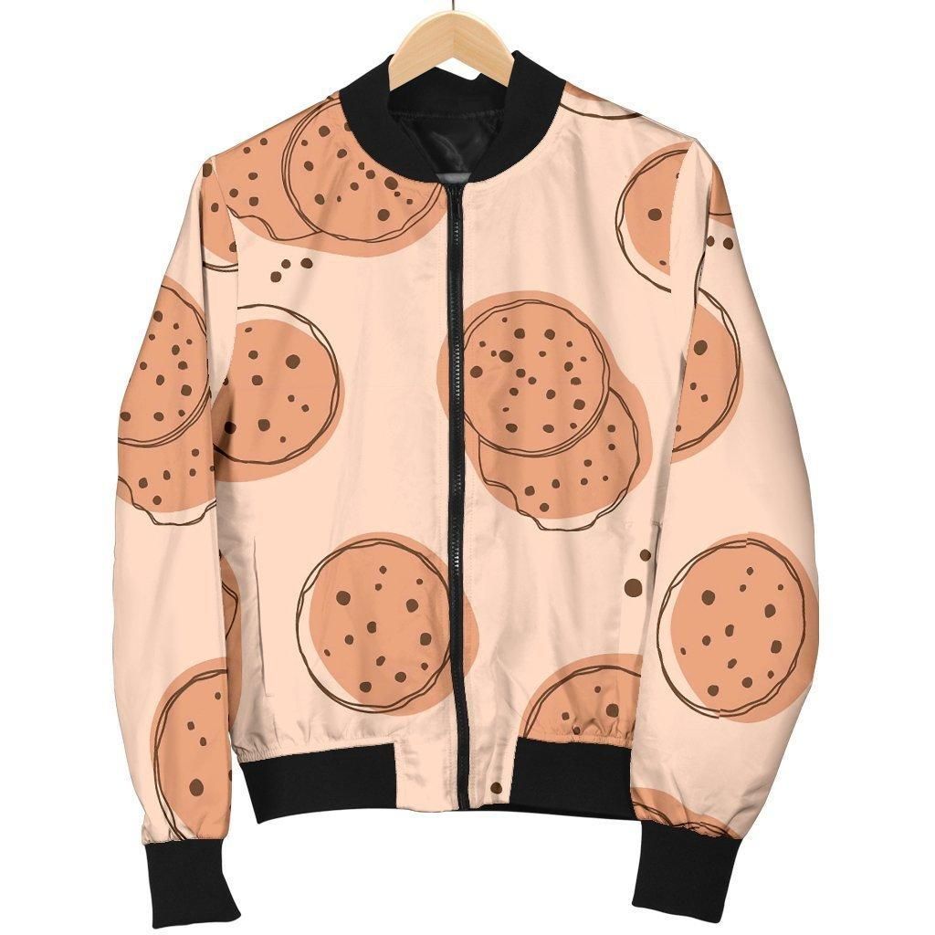 Biscuit Cookie Print Pattern Women Casual Bomber Jacket Biscuit Cookie Print Pattern Women Casual Bomber Jacket