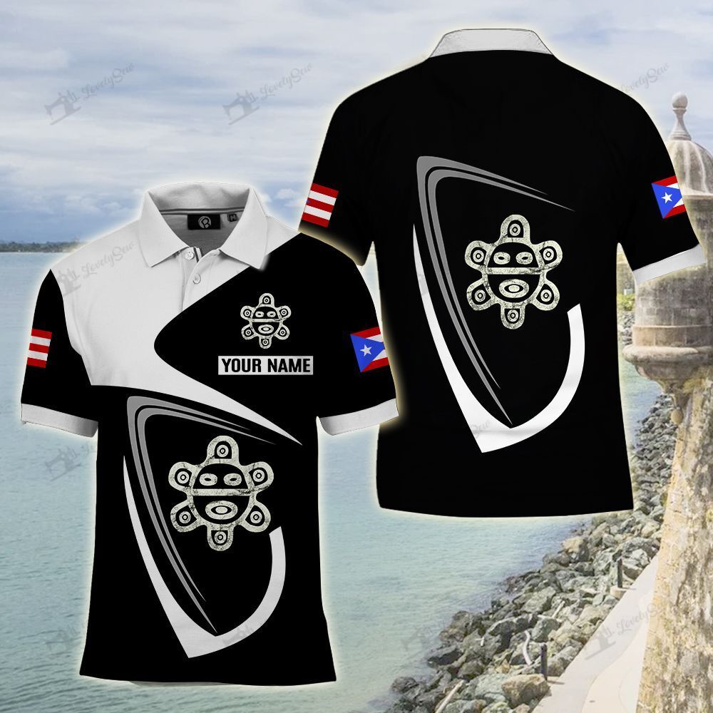Bit20090104 Sol Taino Puerto Rico Flag Personalized Polo Shirt Bit20090104 Sol Taino Puerto Rico Flag Personalized Polo Shirt