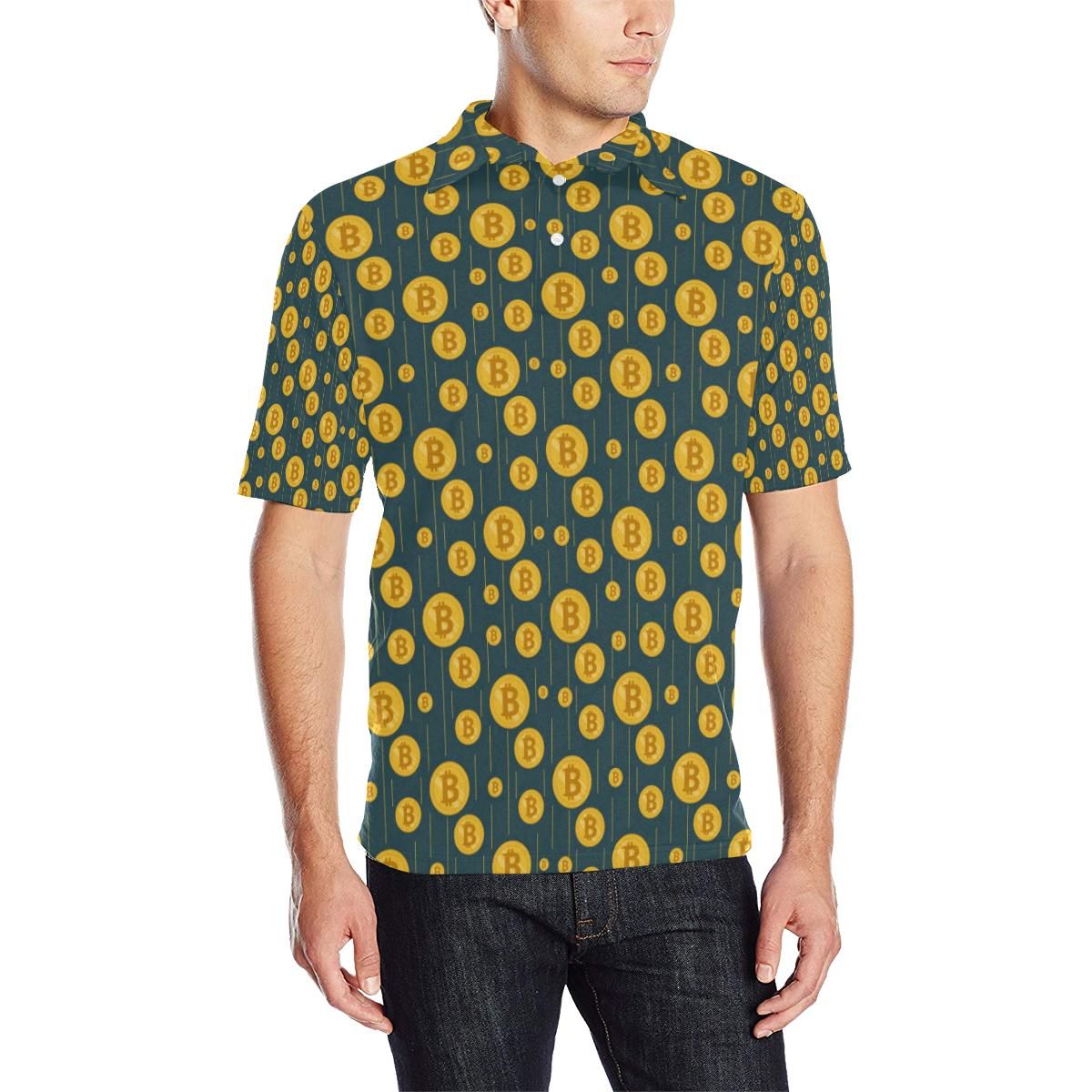 Bitcoin Pattern Print Design 01 Men Polo Shirt Bitcoin Pattern Print Design 01 Men Polo Shirt