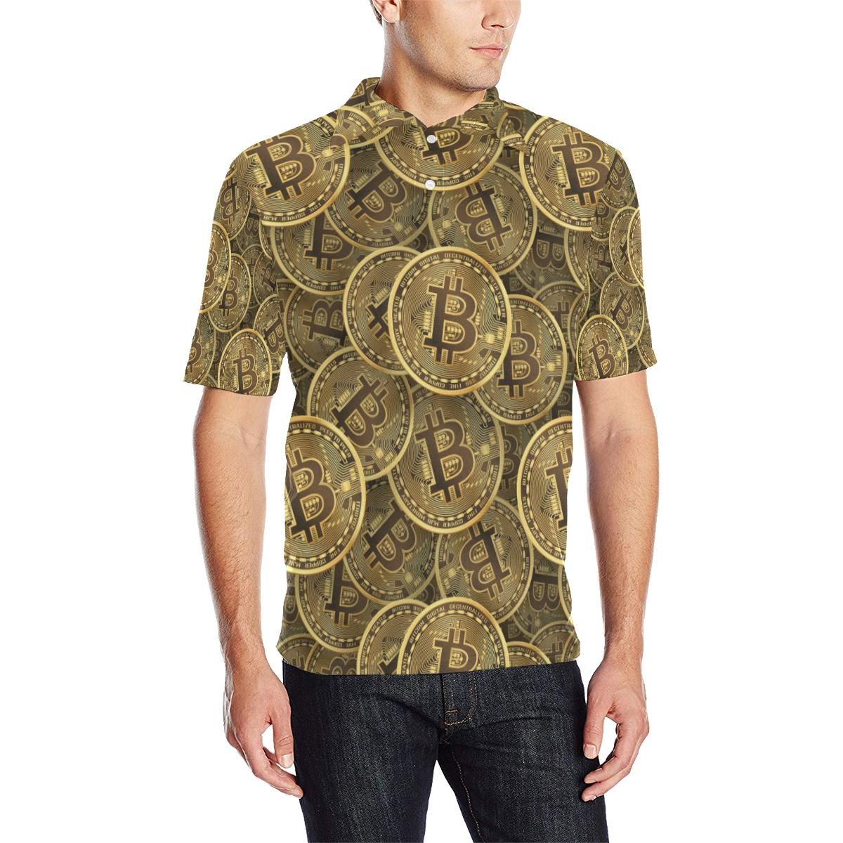 Bitcoin Pattern Print Design Do01 Men Polo Shirt Bitcoin Pattern Print Design Do01 Men Polo Shirt