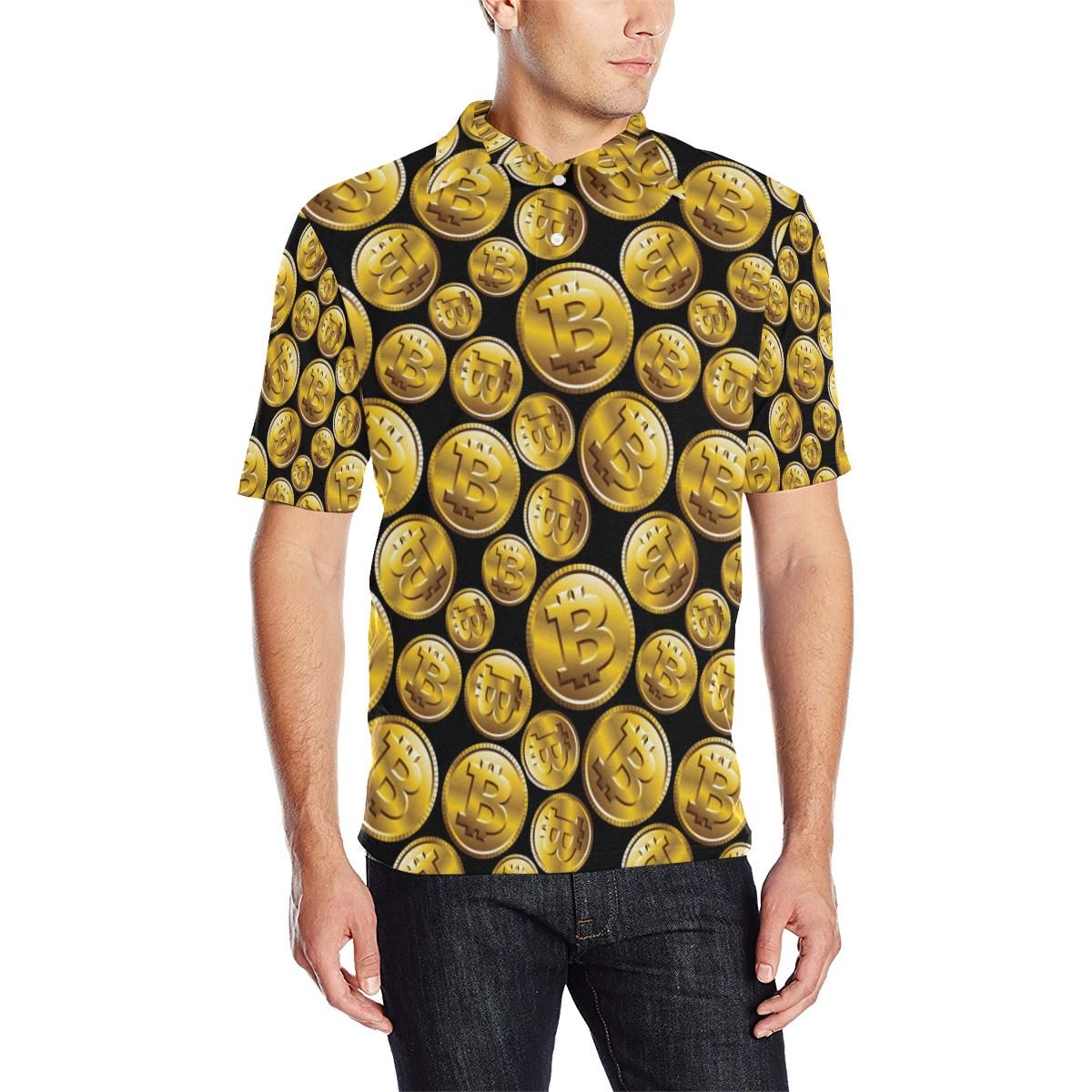Bitcoin Pattern Print Design Do05 Men Polo Shirt Bitcoin Pattern Print Design Do05 Men Polo Shirt