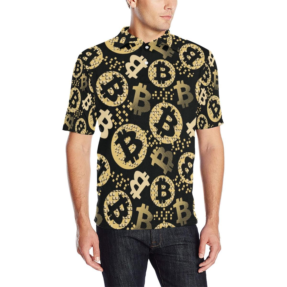 Bitcoin Pattern Print Design Do06 Men Polo Shirt Bitcoin Pattern Print Design Do06 Men Polo Shirt