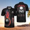 Black Bowling And Skull Polo Shirt #H
