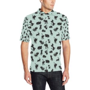 Black Cat Pattern Print Design 04 Men Polo Shirt