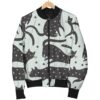 Black Cat Print Pattern Women Casual Bomber Jacket