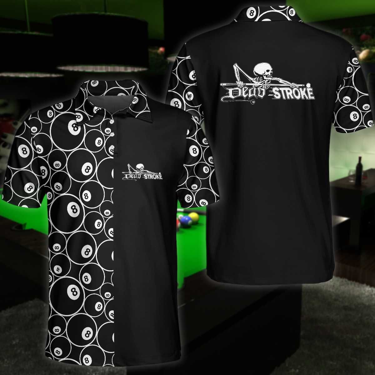 Black Dead Stroke Billiard Skull Polo Shirt Black Dead Stroke Billiard Skull Polo Shirt