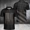 Black Grey We The People Gun Flag Polo Shirt
