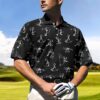 Black Stickfigures Playing Golf Polo Shirt