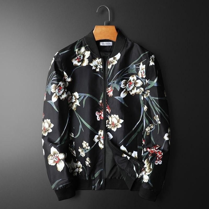 Blooming Lily Printed Bomber Jacket Blooming Lily Printed Bomber Jacket