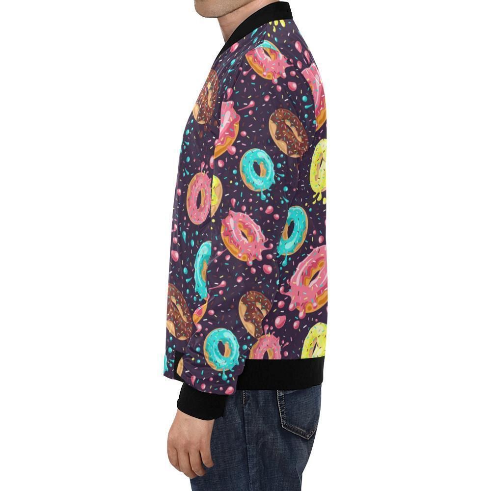 Blue-Donut-Pattern-Print-Mens-Bomber-Jacket-1