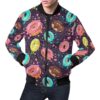 Blue Donut Pattern Print Mens Bomber Jacket