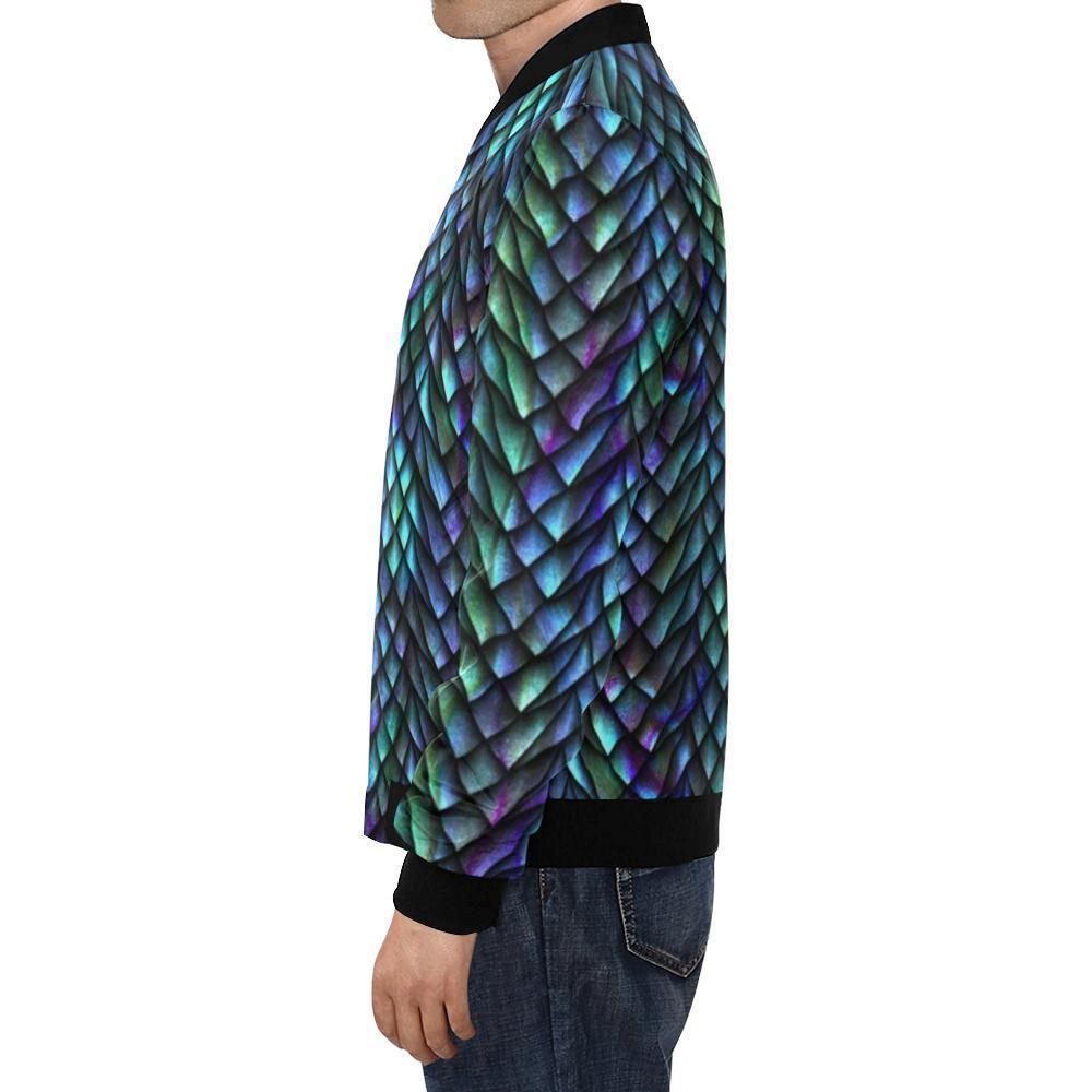 Blue-Green-Egg-Skin-Dragon-Pattern-Print-Mens-Bomber-Jacket-1