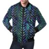 Blue Green Egg Skin Dragon Pattern Print Mens Bomber Jacket