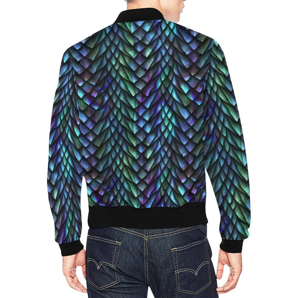 Blue-Green-Egg-Skin-Dragon-Pattern-Print-Mens-Bomber-Jacket-2