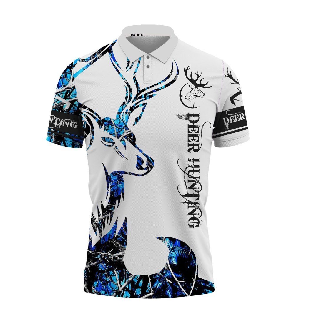 Blue Neon Deer Hunting Lover Polo Shirt All Over Print Blue Neon Deer Hunting Lover Polo Shirt All Over Print