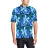 Blue Neon Sea Turtle Print Men Polo Shirt