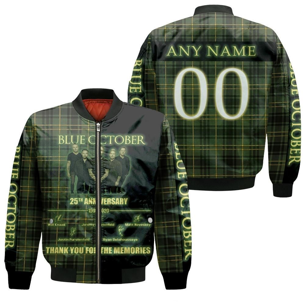Blue October 25th Anniversary 1995 2020 Thank You For The Memories 3D Designed Allover Gift With Custom Name Number For Blue October Fans Bomber Jacket Blue October 25th Anniversary 1995 2020 Thank You For The Memories 3D Designed Allover Gift With Custom Name Number For Blue October Fans Bomber Jacket