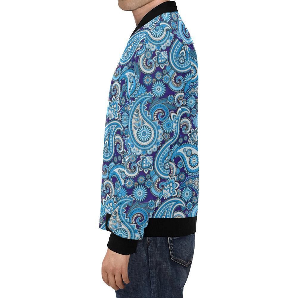 Blue-Paisley-Pattern-Print-Mens-Bomber-Jacket-1