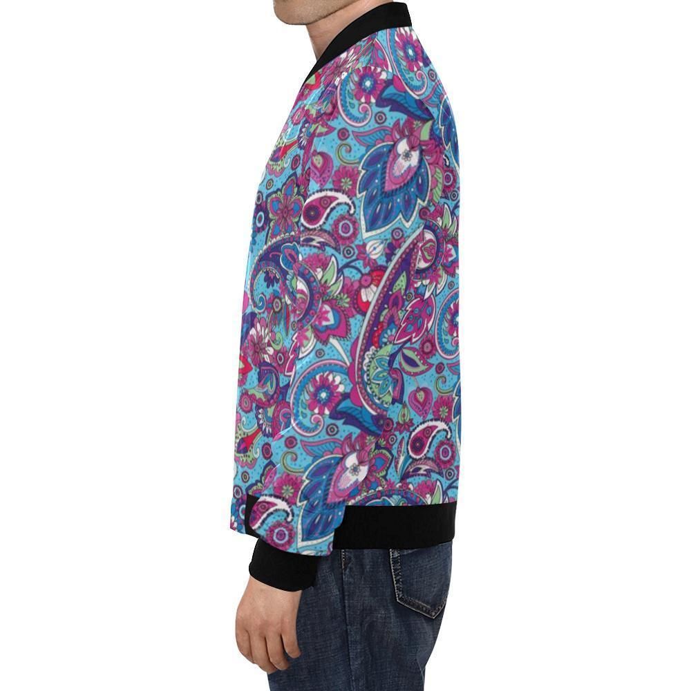 Blue-Purple-Red-Paisley-Pattern-Print-Mens-Bomber-Jacket-1