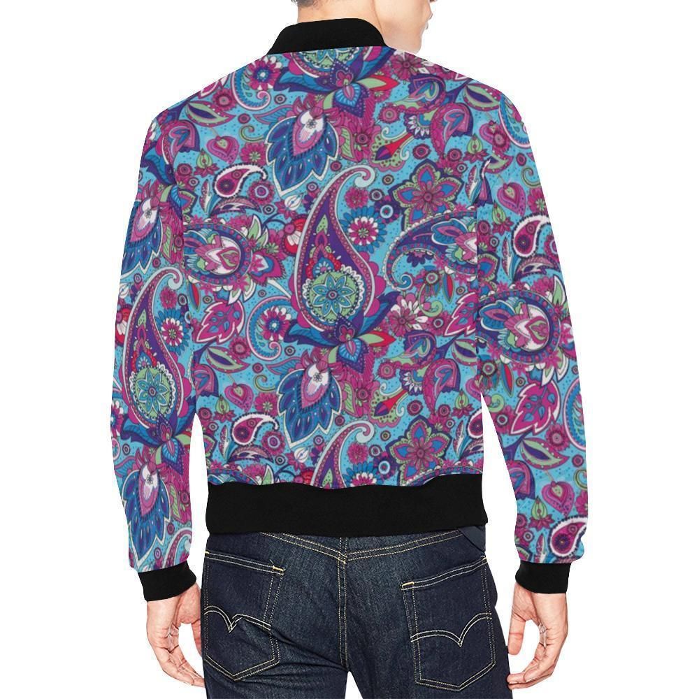 Blue-Purple-Red-Paisley-Pattern-Print-Mens-Bomber-Jacket-2
