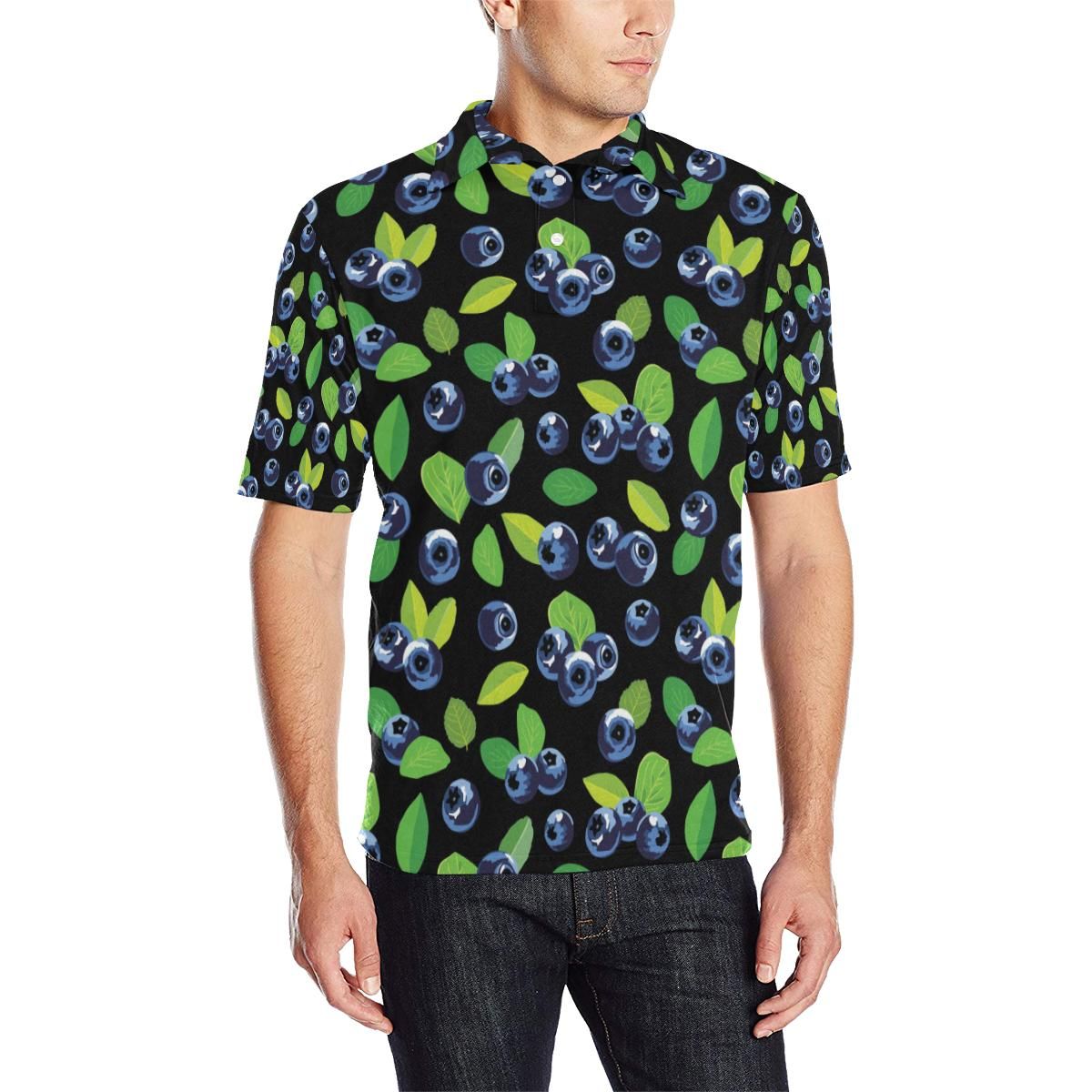 Blueberry Pattern Print Design Bb03 Men Polo Shirt Blueberry Pattern Print Design Bb03 Men Polo Shirt