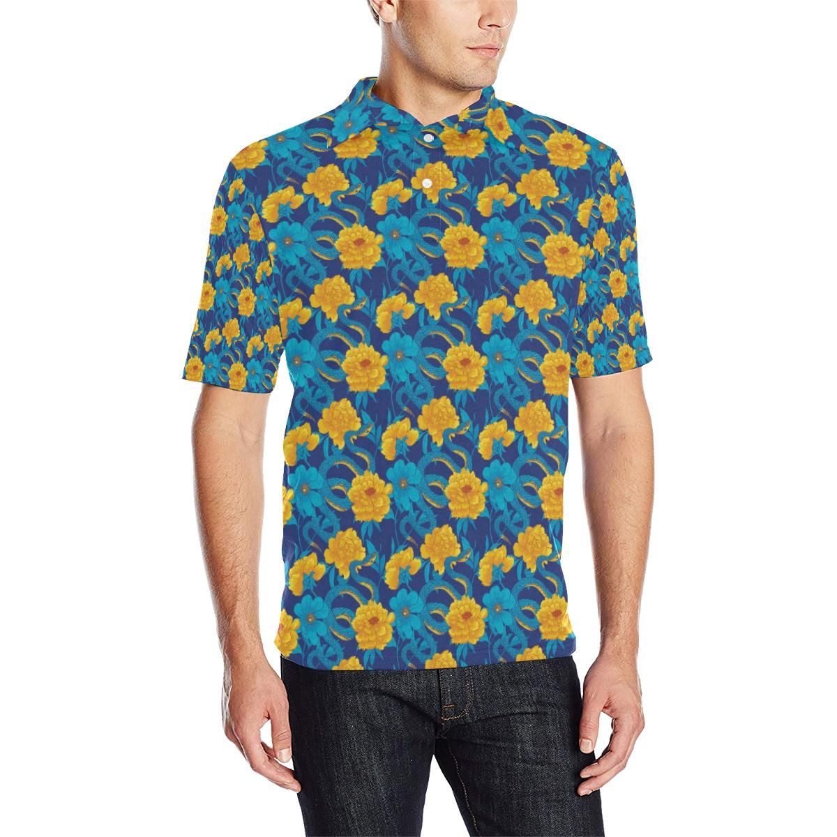 Boa Pattern Print Design 01 Men Polo Shirt Boa Pattern Print Design 01 Men Polo Shirt