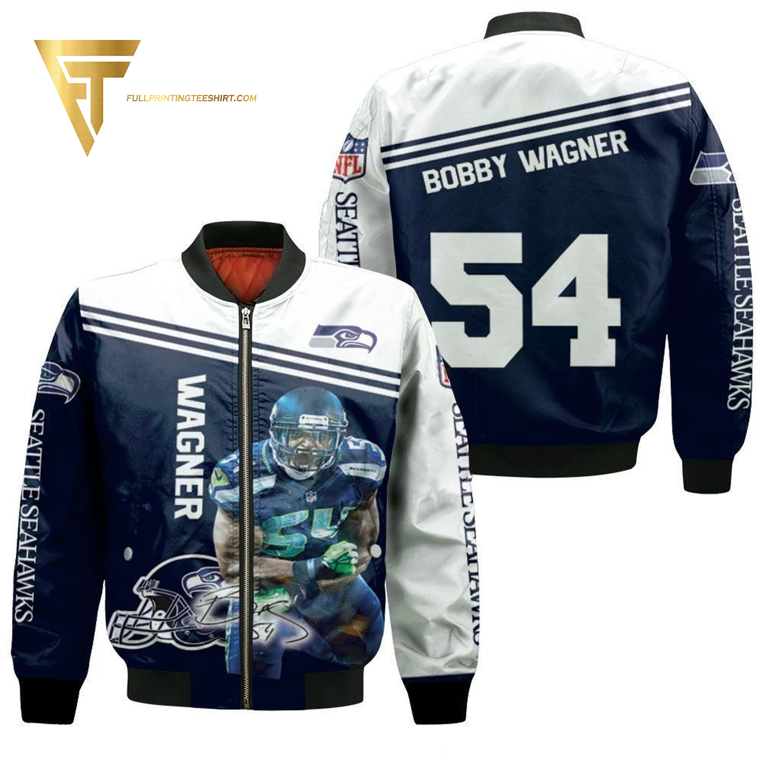 Bobby Wagner Seattle Seahawks Full Printing Bomber Jacket Bobby Wagner Seattle Seahawks Full Printing Bomber Jacket