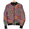 Bohemian Patchwork Pattern Print Women Casual Bomber Jacket