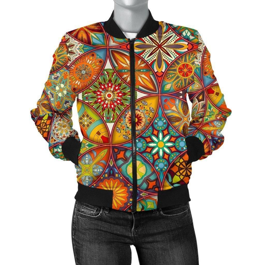 Bohemian-Patchwork-Print-Pattern-Women-Casual-Bomber-Jacket-1