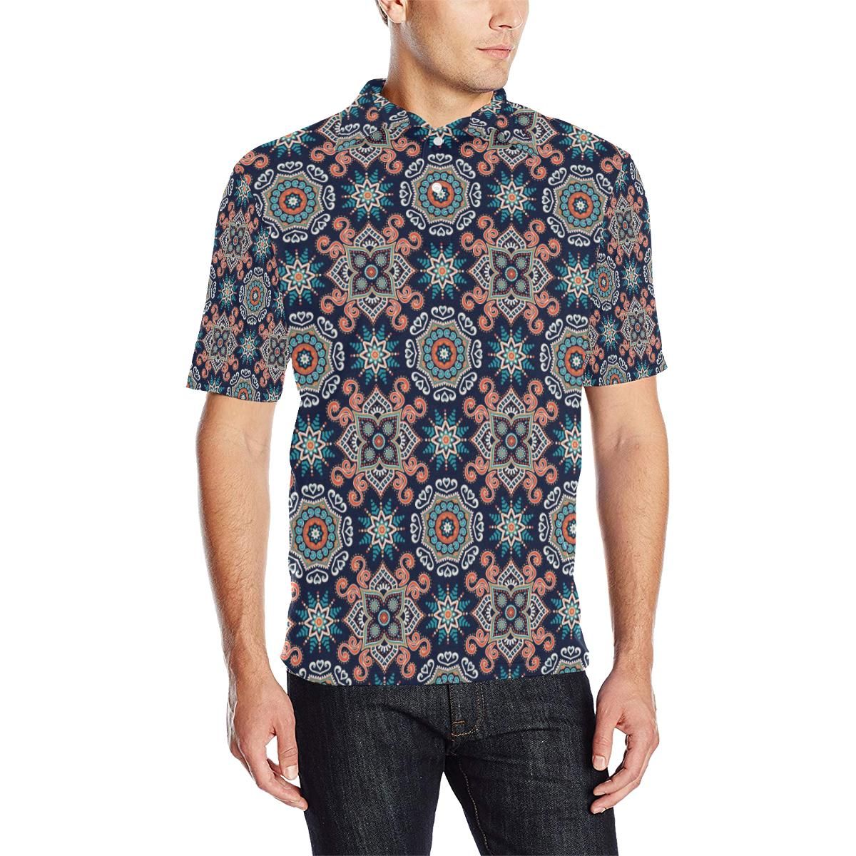 Bohemian Pattern Print Design 02 Men Polo Shirt Bohemian Pattern Print Design 02 Men Polo Shirt