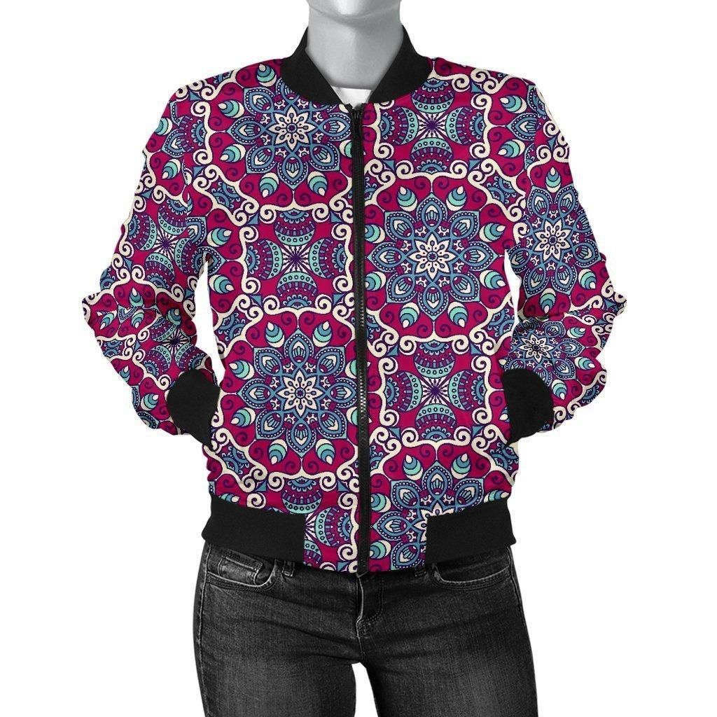 Bohemian-Print-Pattern-Women-Casual-Bomber-Jacket-1