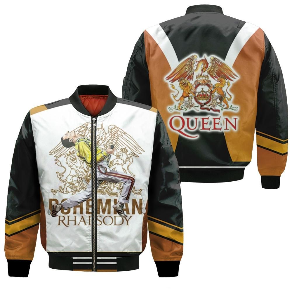 Bohemian Rhapsody Queen Freddie Mercury Play Music Legend Singer 3D Designed Allover Gift For Freddie Mercury Fans Bomber Jacket Bohemian Rhapsody Queen Freddie Mercury Play Music Legend Singer 3D Designed Allover Gift For Freddie Mercury Fans Bomber Jacket
