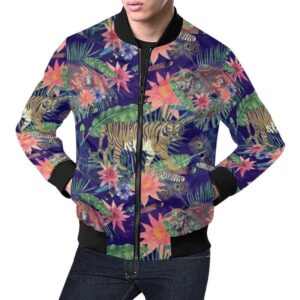 Bohemian Tiger Pattern Print Mens Bomber Jacket
