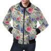 Bohemian White Tiger Pattern Print Mens Bomber Jacket
