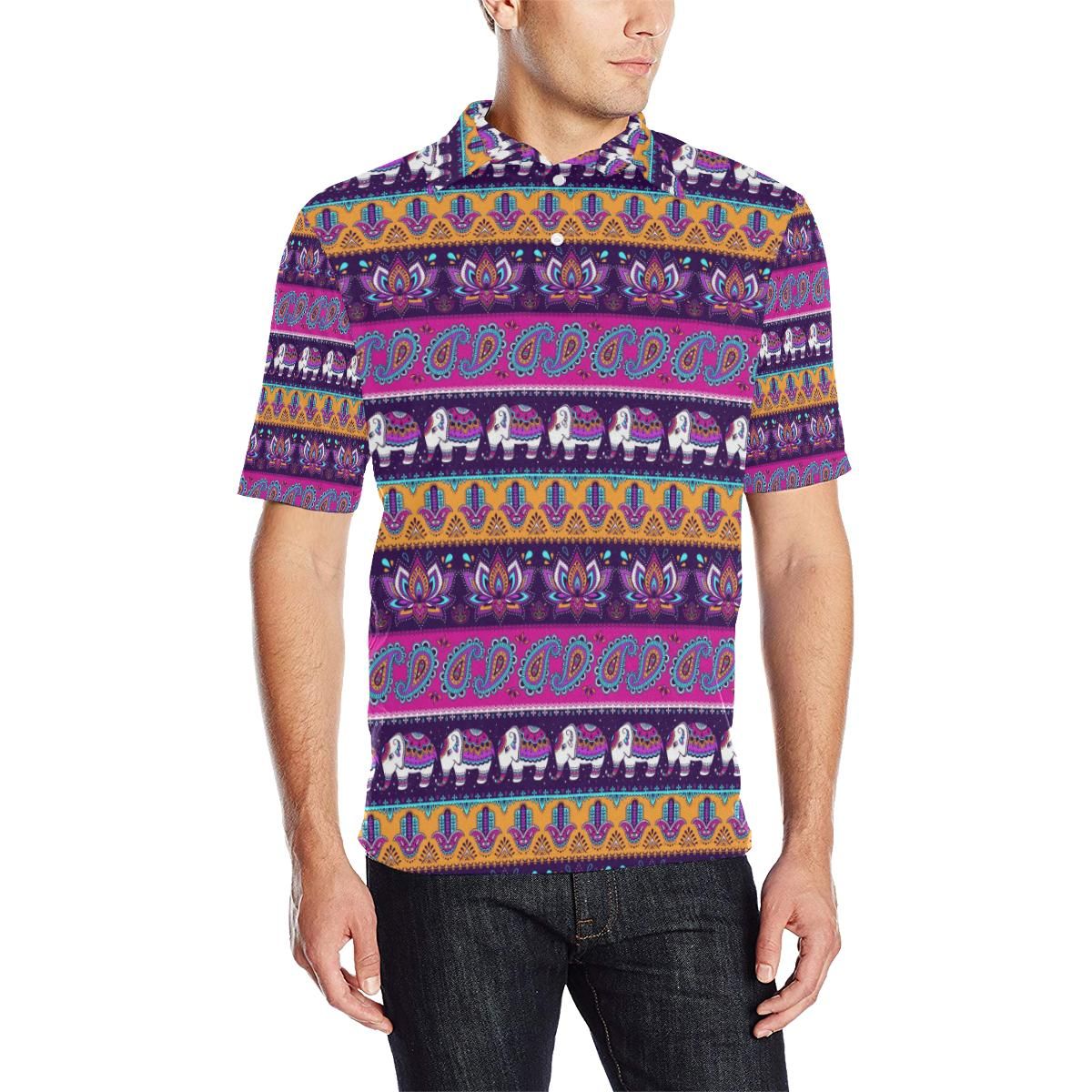 Boho Indian Style Pattern Men Polo Shirt Boho Indian Style Pattern Men Polo Shirt