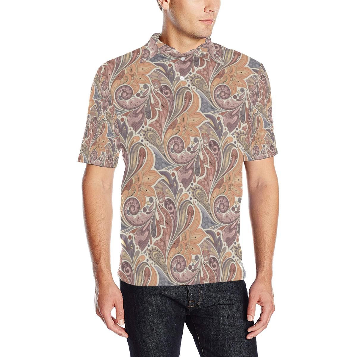 Boho Pattern Print Design 03 Men Polo Shirt Boho Pattern Print Design 03 Men Polo Shirt
