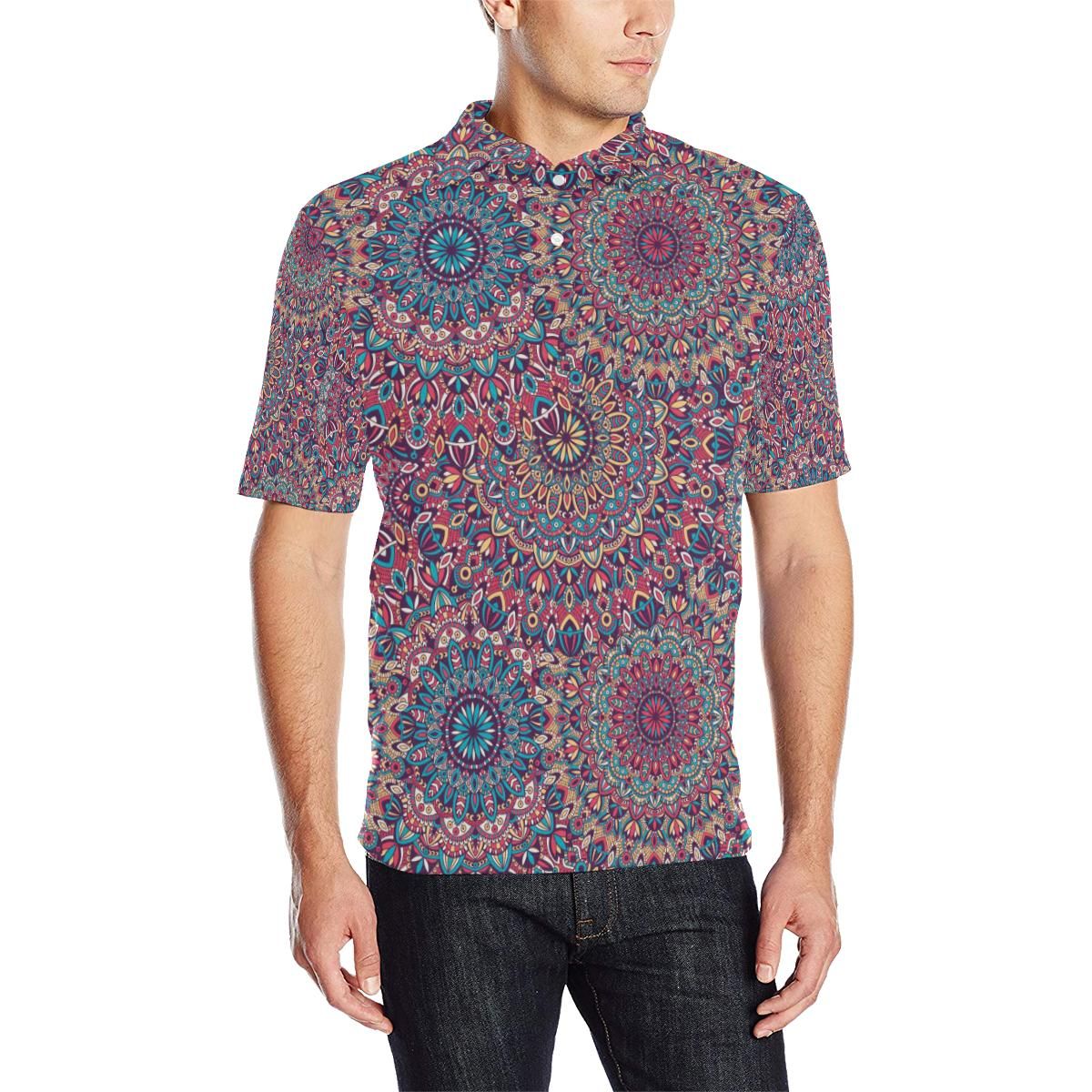 Boho Pattern Print Design 05 Men Polo Shirt Boho Pattern Print Design 05 Men Polo Shirt