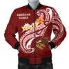 Bomber Jacket American Samoa - AS Seal Polynesian Patterns Plumeria - BN25 Bomber Jacket