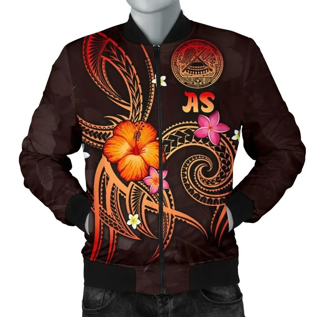 Bomber Jacket American Samoa Polynesian - Legend of American Samoa (Red) - BN15 Bomber Jacket American Samoa Polynesian - Legend of American Samoa (Red) - BN15