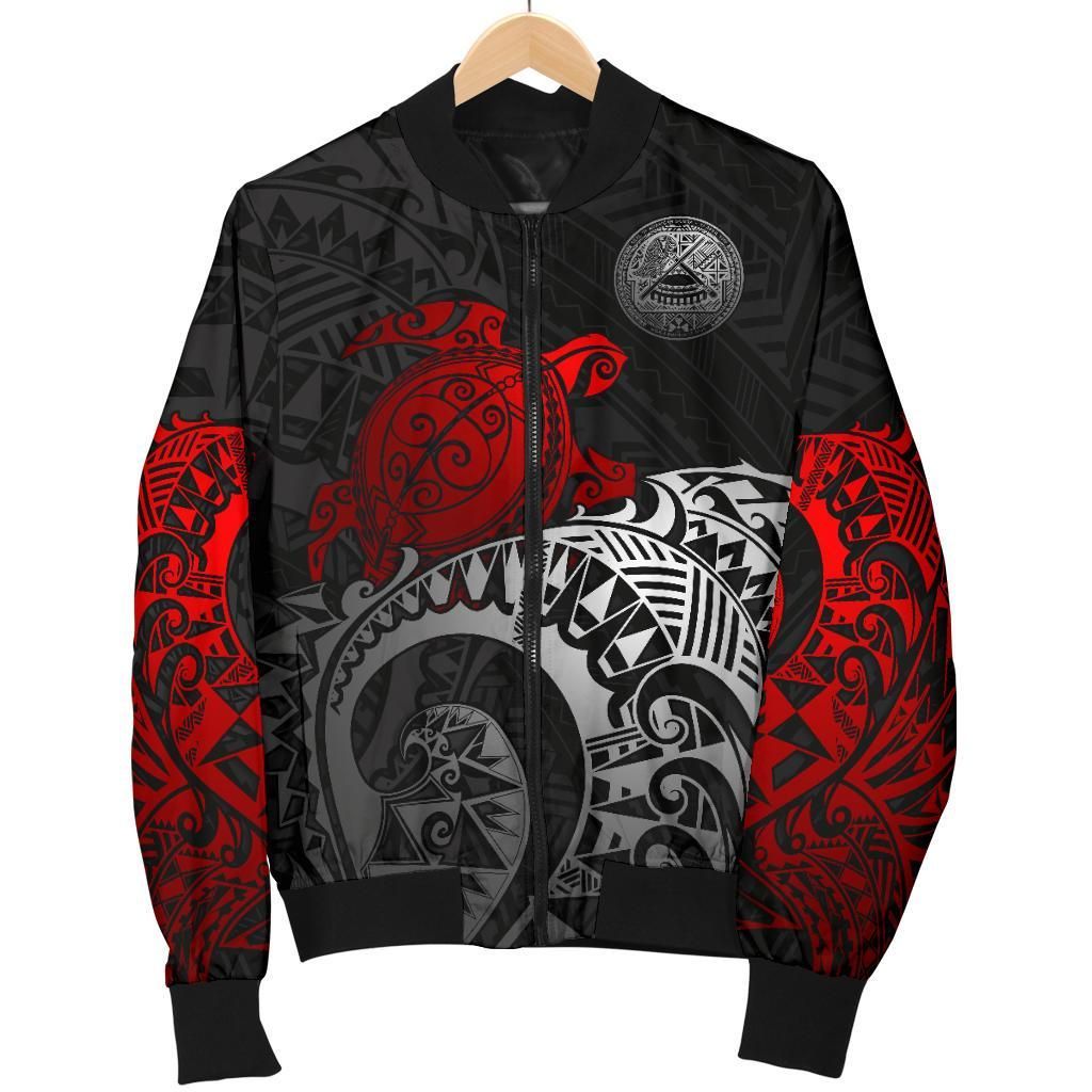 Bomber Jacket American Samoa Polynesian- Polynesian Turtle (Red) - BN15 Bomber Jacket Bomber Jacket American Samoa Polynesian- Polynesian Turtle (Red) - BN15 Bomber Jacket