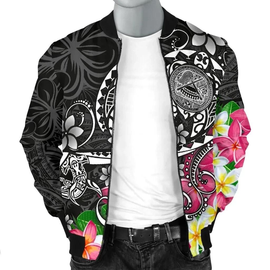 Bomber-Jacket-American-Samoa-Polynesian-Turtle-Plumeria-Black-BN18-Bomber-Jacket-2
